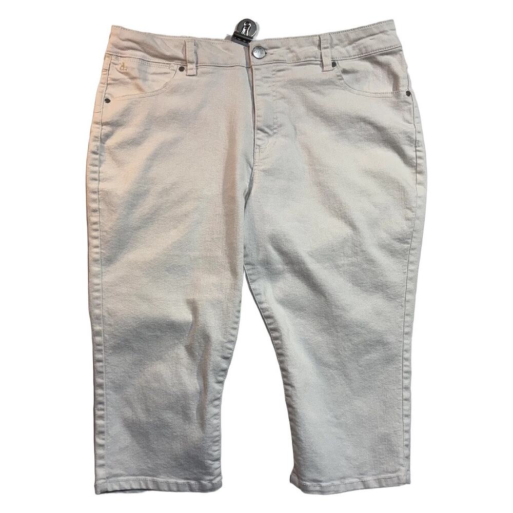 d.jeans Women’s White Denim Capri Jeans Size 14 Stretch Mid Rise Cropped Pants